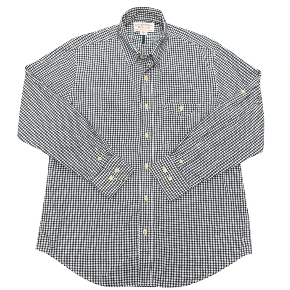 Filson Button Down Shirt Mens Large L Navy Blue Gingham Check Cotton Workwear - Picture 1 of 8